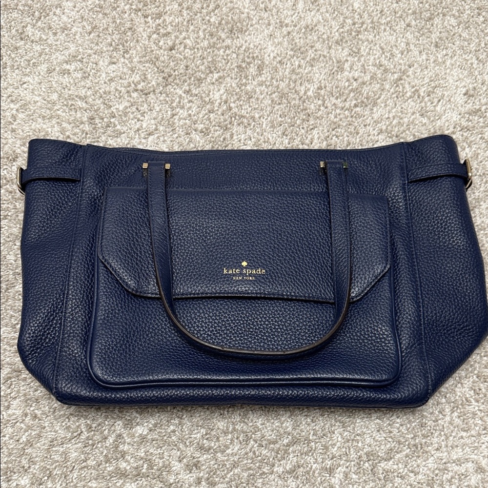 Kate Spade Navy Blue Pebbled Tote
